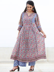 Rozana Samina - Set of Pleated Kurta Palazzo & Dupatta - KS160A2479D