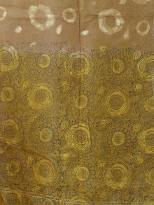 Light Brown Mustard Ivory Chanderi Hand Block Printed Dupatta - D04170606