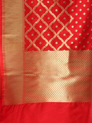 Banarasi Kanni Dupatta With Zari Work - Red & Gold - D04170862