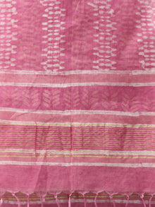 Pink Ivory Chanderi Hand Block Printed Stole - D04170520