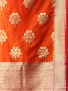 Banarasi Kanni Silk Dupatta With Zari Work - Orange & Gold - D04170863