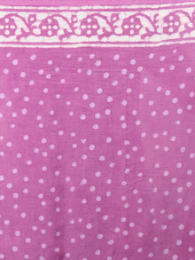 Purple White Cotton Hand Block Bagru Printed Saree - S03170275
