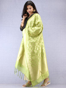 Banarasi Kanni Dupatta With Zari Work - Parrot Green & Gold - D04170866