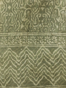 Olive Green Ivory Kota Silk Hand Block Printed Dupatta - D04170524
