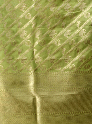Banarasi Kanni Dupatta With Zari Work - Parrot Green & Gold - D04170866