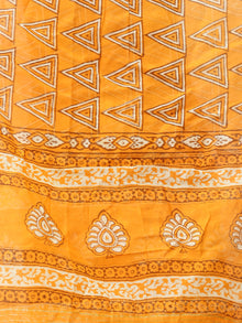 SunShine Yellow White Chanderi Hand Block Printed Dupatta - D04170525