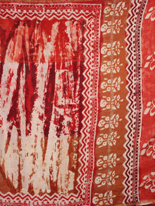Red Shades Hand Dyed & Block Printed in Natural Vegetable Colors Chanderi Saree - S03170149