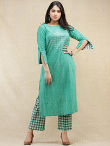 Kashooda - Sea Green Printed & Embroidered Kurta Pant Set  - SS02FXXX