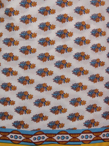 White Yellow Blue Hand Block Printed Cotton Suit-Salwar Fabric With Chiffon Dupatta (Set of 3) - S16281283