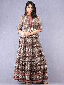 Naaz Sadaf - Hand Block Mughal Printed Long Cotton Dress - DS103F001