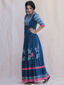 Naaz Rukshaar - Hand Block Printed Long Top And Skirt Dress - DS79F003