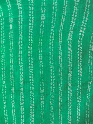 Green White Bandhini Hand Block Printed Dupatta  - D04170693