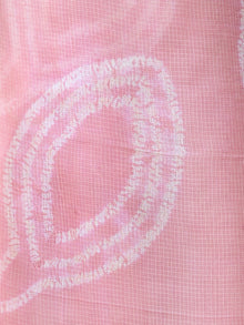 Pink White Shibori Kota Silk Hand Block Printed Dupatta - D04170635