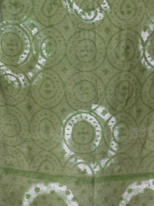 Olive Green White Cotton Silk Hand Block Printed Dupatta  - D04170541