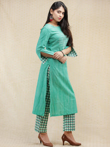 Kashooda - Sea Green Printed & Embroidered Kurta Pant Set  - SS02FXXX