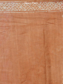 Brown Ivory Chanderi Silk Hand Block Printed Saree With Geecha Border - S031703986