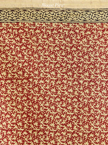 Yellow Maroon Black Bagh Hand Block Printed Maheswari Silk Saree With Resham Border - S031703832