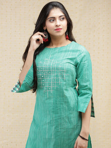 Kashooda - Sea Green Printed & Embroidered Kurta Pant Set  - SS02FXXX