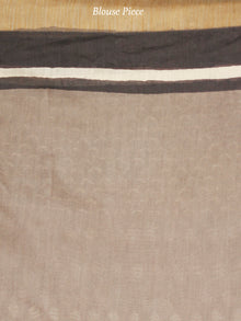 Light Brown Ivory Black Chanderi Silk Hand Block Printed Saree With Geecha Border - S031704005