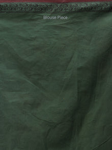 Bottle Green Maroon Bagh Printed Maheshwari Cotton Saree - S031704239