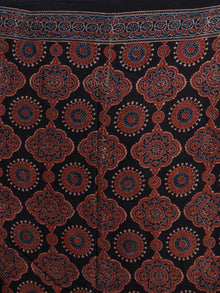 Maroon Black Indigo Ajrakh Hand Block Printed Modal Silk Saree - S031704121