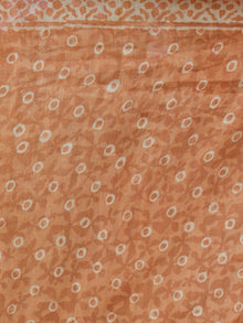 Brown Ivory Chanderi Silk Hand Block Printed Saree With Geecha Border - S031703986