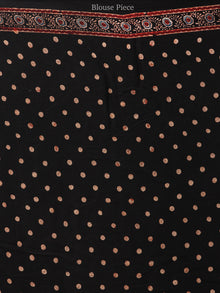 Maroon Beige Black Indigo Ajrakh Hand Block Printed Modal Silk Saree - S031704449