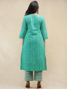 Kashooda - Sea Green Printed & Embroidered Kurta Pant Set  - SS02FXXX