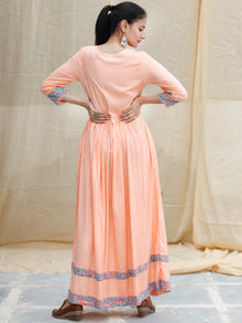 Pastel Special - Hand Block Printed Long Cotton Dress - D347F1846