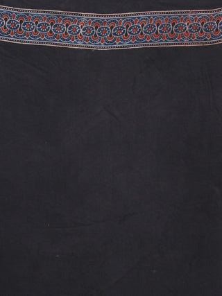 Maroon Black Indigo Ajrakh Hand Block Printed Modal Silk Saree - S031704121