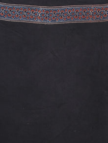 Maroon Black Indigo Ajrakh Hand Block Printed Modal Silk Saree - S031704121