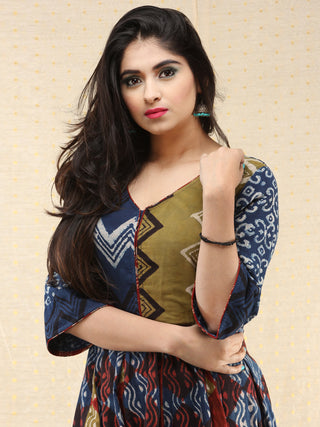 Naaz Mannat - Hand Block Printed Long Cotton Panel Dress - DS87F001