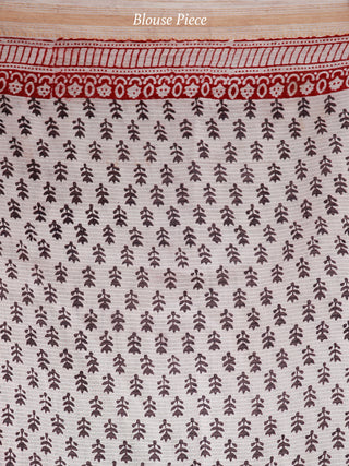 Black Beige Maroon Bagh Hand Block Printed Maheswari Silk Saree - S031703823
