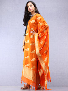 Banarasi Kanni Dupatta With Zari Work - Orange & Gold - D04170868