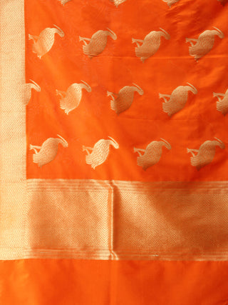 Banarasi Kanni Dupatta With Zari Work - Orange & Gold - D04170868