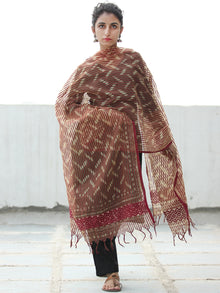 Cherry Red Ivory Cotton Art Silk Hand Block Printed Dupatta  - D04170526