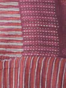 Plum Pink Ivory Kota Doria Cotton Hand Block Printed Dupatta  - D04170614