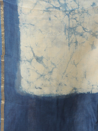 Indigo Kota Silk Hand Brush Painted Dupatta - D04170765