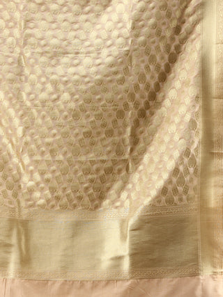 Banarasi Kanni Silk Dupatta With Zari Work - Ivory & Gold - D04170869