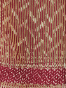 Cherry Red Ivory Cotton Art Silk Hand Block Printed Dupatta  - D04170526