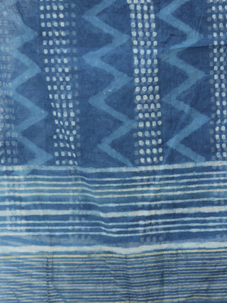 Indigo White Chanderi Hand Block Printed Stole - D04170527