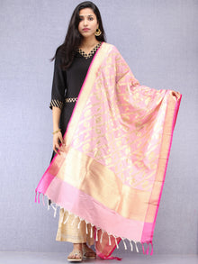 Banarasi Kanni Silk Dupatta With Zari Work - Baby Pink & Gold - D04170872