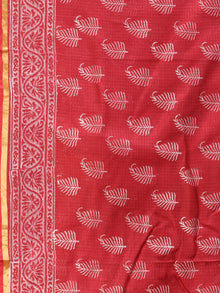 Rose Red Kota Silk Hand Block Printed Dupatta - D04170768