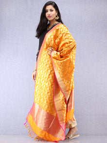Banarasi Kanni Silk Dupatta With Zari Work - Yellow Red & Gold - D04170873