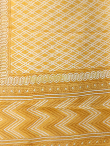 Yellow White Kota Doria Cotton Hand Block Printed Dupatta  - D04170618