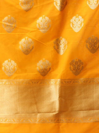 Banarasi Kanni Silk Dupatta With Zari Work - Yellow & Gold - D04170874