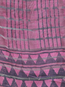 Onion Pink Silver Cotton Art Silk Hand Block Printed Dupatta  - D04170528