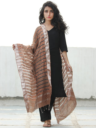 Rustic Black Silver Cotton Art Silk Hand Block Printed Dupatta  - D04170532