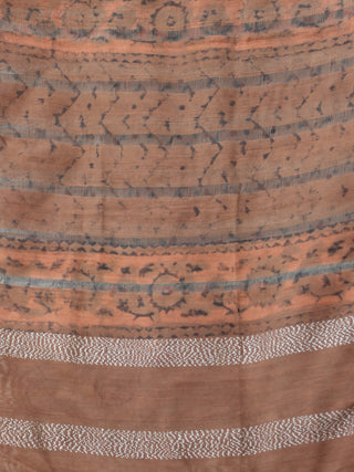 Rustic Black Silver Cotton Art Silk Hand Block Printed Dupatta  - D04170532