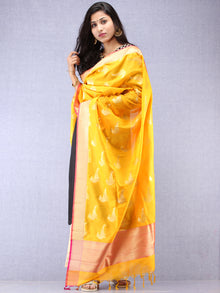 Banarasi Kanni Silk Dupatta With Zari Work - Yellow & Gold - D04170876